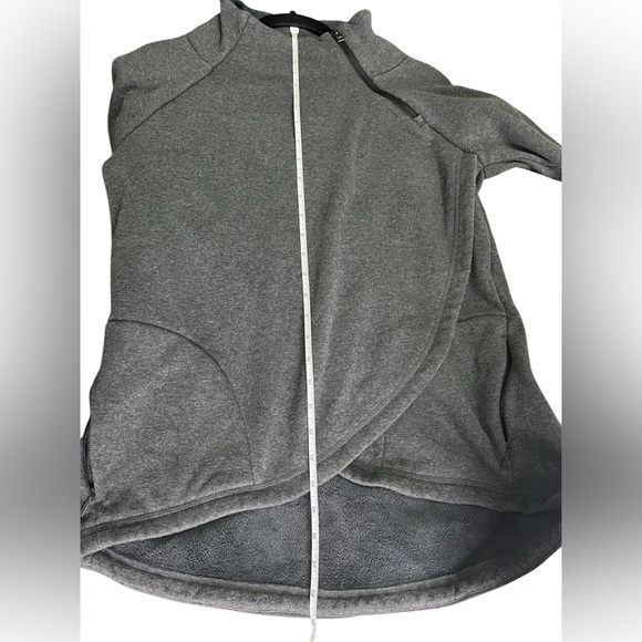 Athleta Sz Medium Cozy Karma Asym Pullover dark gray 1/4 zip - Picture 2 of 14